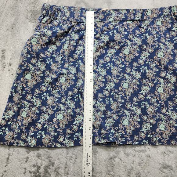 Old Ranch Skirt Womens XXL Blue Floral Cotton Mini Pull On Pockets Casual Preppy - Picture 8 of 9